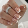 French Tip Press on Nails Medium Short Square False Fake