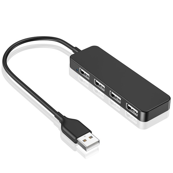 USB Hub, 4-Port USB 2.0 Hub Ultra Slim Portable USB