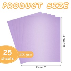 sourcing map 25 Pcs Shimmer Cardstock Paper, 8 x 11 Inch Light Purple Shimmer Paper Sheets, Metallic Cardstock Paper for Art Supplies, Paper Crafting, DIY Crafts