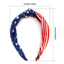 MYSXN American Flag Knotted Headband,4th of July Headband,Independence Day Patriotic Headbands Hair Accessories for Women Girls (RED&BLUE, M)
