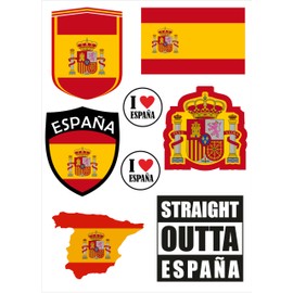 Daged Spain Sticker Card Pack of 8 – Car Sticker Motorcycle Biker Flag Vinyl AKN