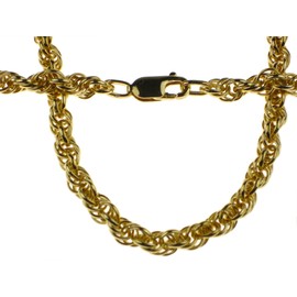 c-c Women's Silver Chain - Sterling Silver Gold-Plated "55 cm Length", Rope Chain Necklace 5 mm diameter. 925 silver gold-plated. Lobster clasp. Length: 55 cm.