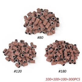 Subay Professional Nail Art Drill Bits Set 6PCS 3/32inch, Sanding Bands 300PCS #80#120#180 for Acrylic, Gel Nails, Dip Powder Nails and Manicure Pedicure