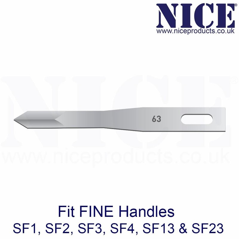 25 x NICE FINE 63 Sterile Stainless Steel Chisel Blades