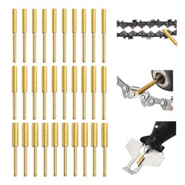 streeHerjjkeA1 Pack of 30 Diamond Chainsaw Sharpeners, Burr Whetstone File, Chainsaw Sharpener, for Chainsaws for Sharpening and Grinding, with 3 Different Sizes 4 mm 4.8 mm 5.5 mm