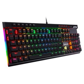 Redragon K580 VATA RGB LED Backlit Mechanical Gaming Keyboard with Macro Keys & Dedicated Media Controls, Hot-Swappable Socket, Onboard Macro Recording (Blue Switches)