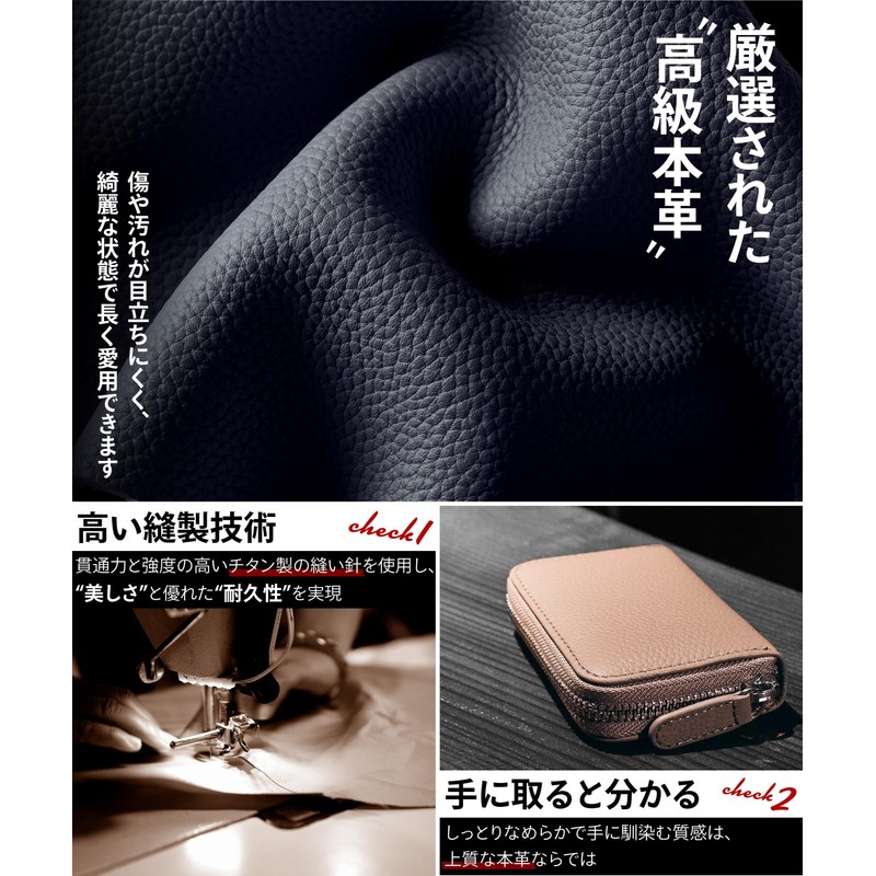 STREAM Card Case, Genuine Leather, Large Capacity, Accordion-Style, Anti-Skimming, Unisex,