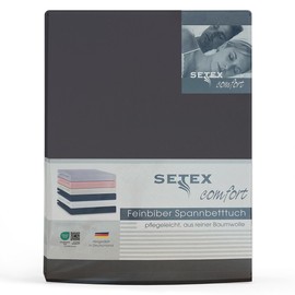 SETEX - Flannelette Bed Sheet with Elastic Band Cuddly Soft - Flannelette Fitted Sheet Made of 100% Cotton with All-Round Elastic Band - Bed Sheet 100 x 200 cm Anthracite