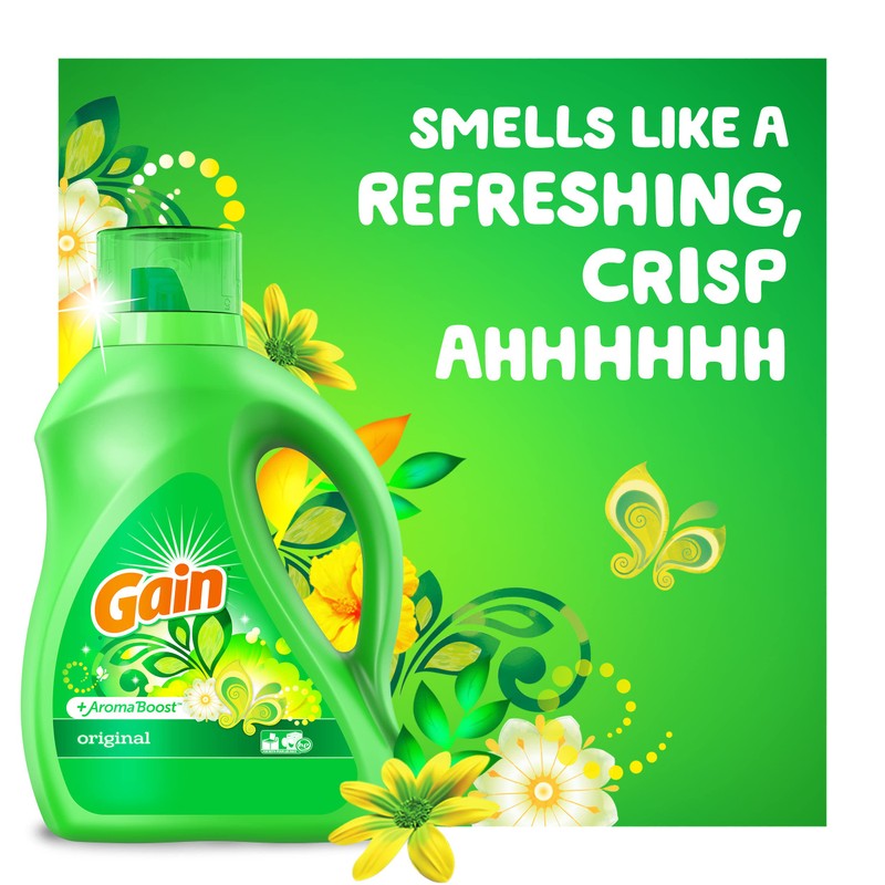 Gain + Aroma Boost Liquid Laundry Detergent, Original Scent, 128