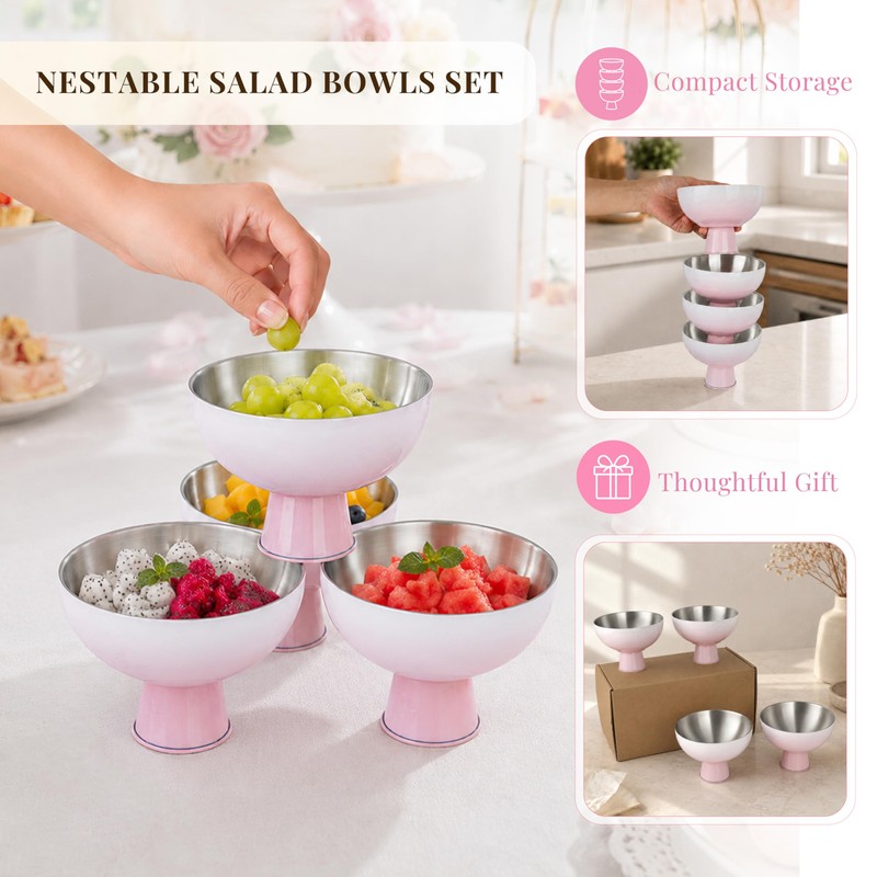Pink Gradient 304 Stainless Steel Dessert Cup Set 4 Pack