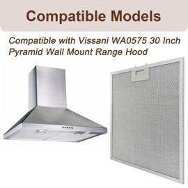 Beaufan 4 Pack WA0575 Aluminum Grease Range Hood Filters Replacement for Vissani 30-inch Pyramid or WA0575 Wall Mount Range Hood, 5-Layer Aluminum Mesh Vent Filters