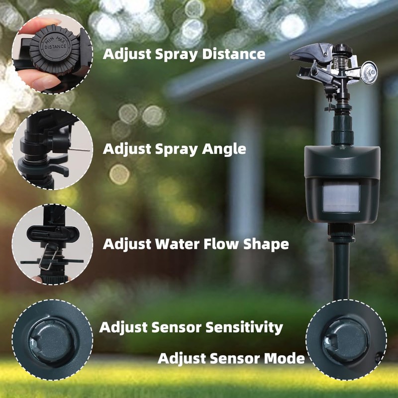 [2025 Upgraded] Yardeen Motion Sensor Sprinkler with Adjustable Head, Water