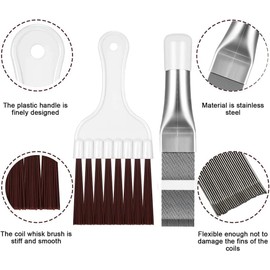 Air Conditioner Fin Comb,Stainless Steel Condenser Fin Comb, 2pcs Straight Condenser Comb AC Fin Comb Cleaner Brush Evaporator Radiator Fin Cleaning Tool Used for Cleaning Air Condition