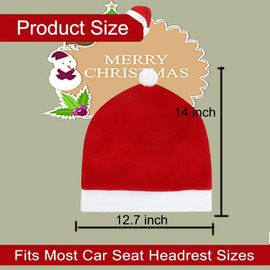 Mcvcoyh 4 Pieces Santa Hat Car Headrest Cover Christmas Car Decoration Santa Hat Christmas Car Headrest Cover Decorations Festival