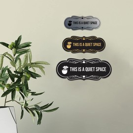 Signs ByLITA Designer This is a Quiet Space Sign (Brushed Gold) - Large (2 Pack)