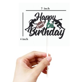 Decoración para tartas de fútbol de 6 cumpleaños, decoración para fiestas de 6 cumpleaños, decoración para fiestas de 6 años de edad, para jugadores de rugby, decoración para fiestas deportivas, suministros para fiestas de sexto cumpleaños para niños (6)