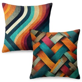 RBAFAO Boho Modern Abstract Throw Pillow Cover 18x18 - Vintage Abstract Decor Pillowcase | Indoor Outdoor Cushion Case for Sofa Couch Bed Living Room Bedroom Home,Set of 2 18x18inch