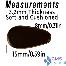 GMS Optical 3.2mm Extra-Thick / 15mm Medium-Length - Adhesive Air Bag Teardrop Anti-Slip Silicone Nose Pad - Anti-Slip for Glasses, Eyeglasses, Sunglasses (5 Pair, Black)