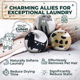 No More Dryer Sheets! Reusable Wool Dryer Balls XL 6-Pack - Reduces Static, Cuts Dry Time, & Softens Naturally