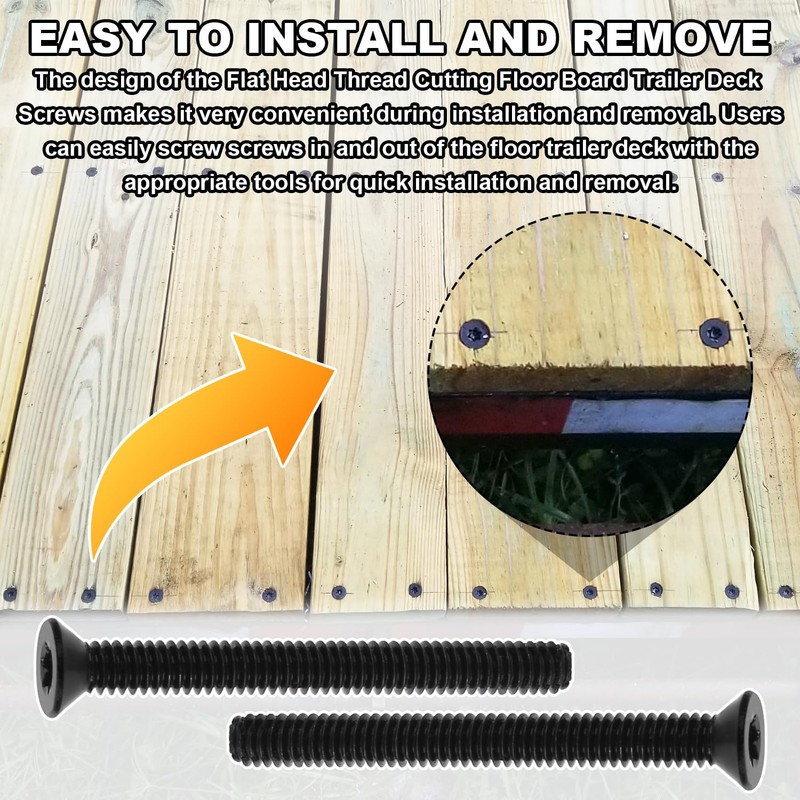 5/16-18 x 3 Trailer Deck Screws Flat Head Floorboard Thread