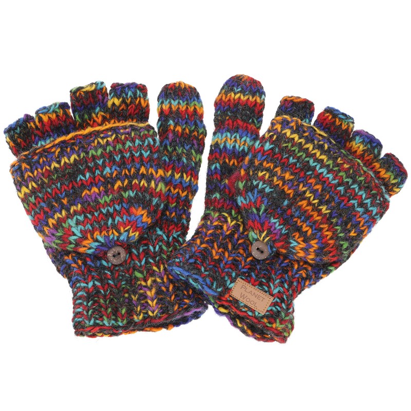 GURU SHOP Nepal Hand Knitted Gloves, Folding Gloves, Wool Gloves