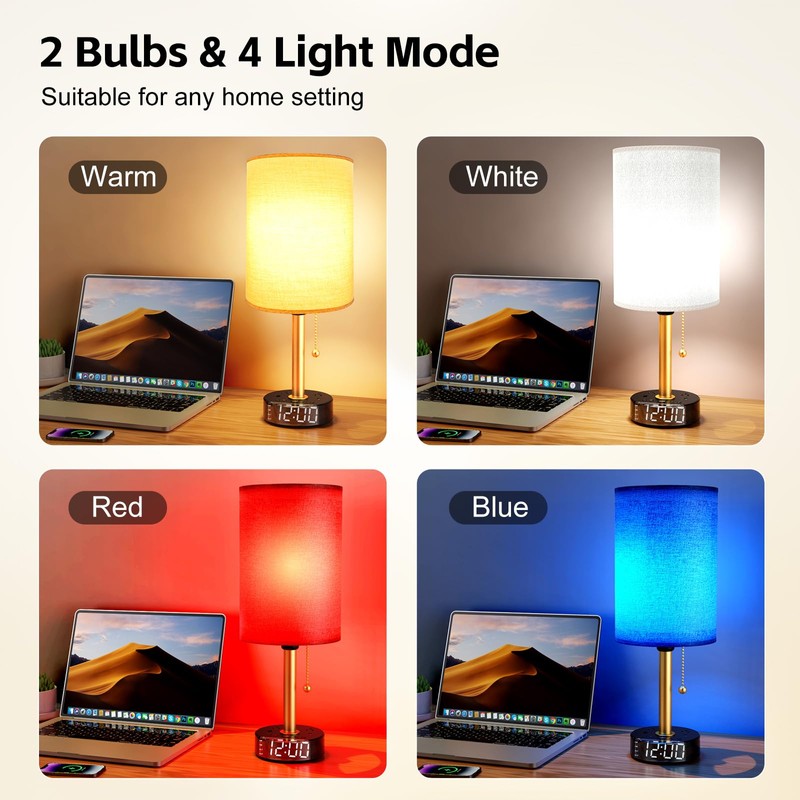 Bedside Desk Lamp for Bedroom, Table Lamp with USB A