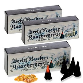 Bockauer Räucherkerzen Erzgebirgische Aecht Bucker Raacherkerzle - Real, Incense Fragrance: 3 Packs of Incense