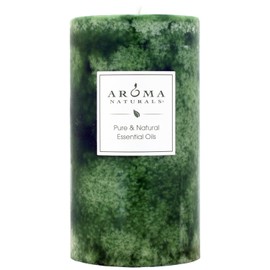 Aroma Naturals Holiday Juniper, Spruce and Basil Essential Oil Pillar Candle, Fresh Forest, 2.75 inch x 5 inch