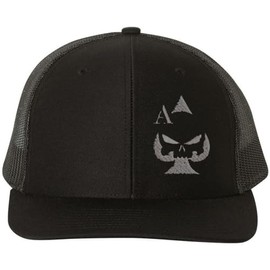 Ace of Spades Sniper Gun Punisher Trucker Hat Structured 2nd Amendment Rights Poker Baseball Cap, Black