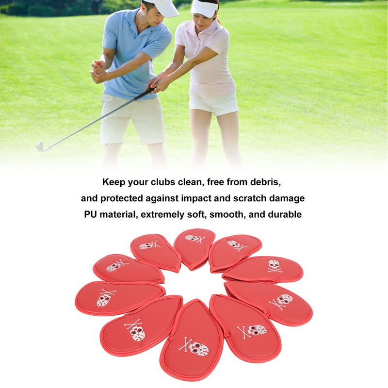 10PCS Golf Club Head Cover PU Leather Protective Abrasion Resistant