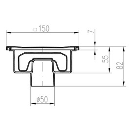 DN50 Shower / Bath / Floor Drain 150 x 150 mm / 55 x N / 320 x N