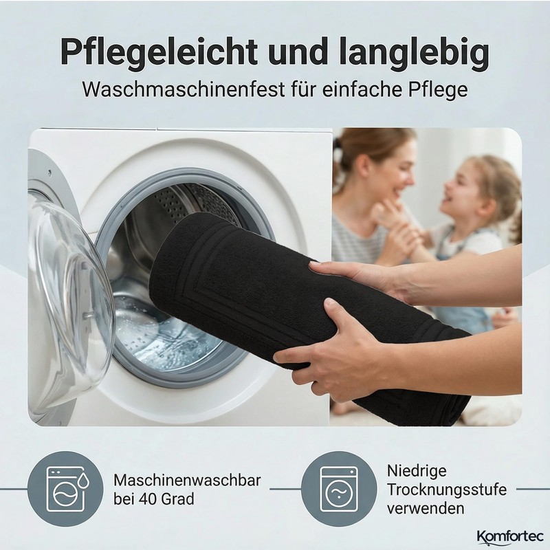 Komfortec Set of 2 Bath Mats Made of 100% Cotton,