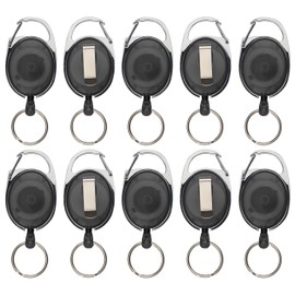 10 Piece Ski Pass Holder Black Transparent With Keyring, ID Holder, Yo Yo Badge Holder