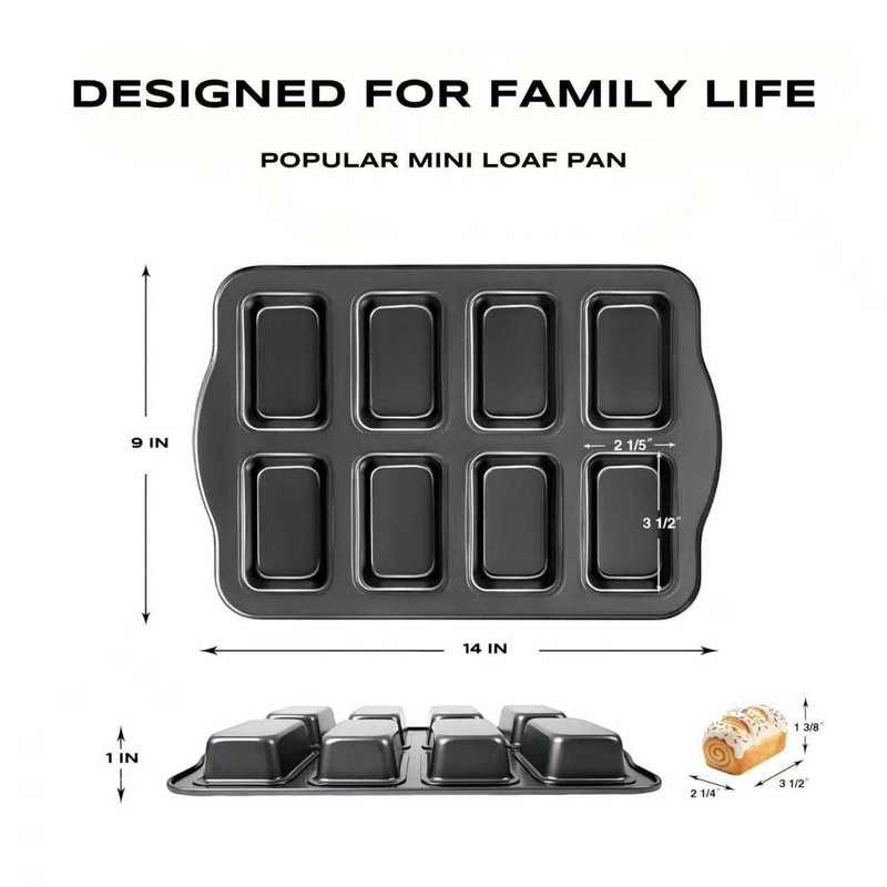 Astero 2 Pack Mini Loaf Pan with 8 Cavities Each,