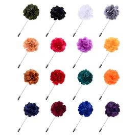 Panfanrel 16 Pieces Flower Men's Lapel Pins Handmade Satin Boutonniere Pin for Suit Wedding Groom with a Box(Multicolor 2)