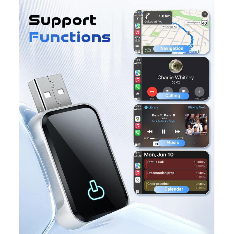 2025 Wireless Android Car & Carplay Wireless Adapter, 2-in-1 Stick