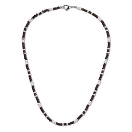 COAI Coconut Shell Howlite Crystal Necklace, Beaded Necklace for Men 20"
