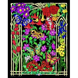 Stuff2Color Butterflies and Flowers - Beautiful Velvet Coloring Poster (Arrives Uncolored) - For Kids and Adults