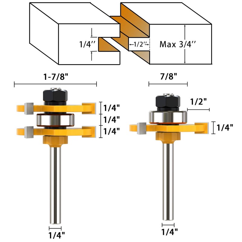 45 Degree Lock Miter Router Bit 1/4 Inch Shank Lock