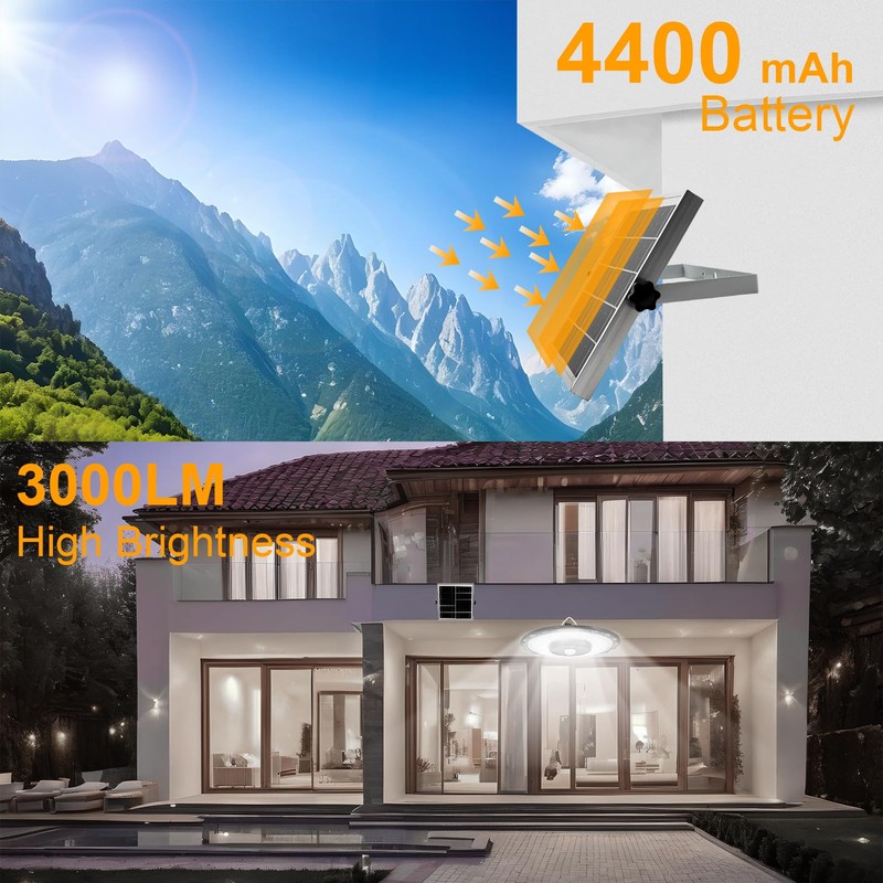 CREATESTAR Solar Pendant UFO Light 3000LM, Gazebo Indoor Outdoor Motion