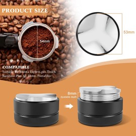 53mm Coffee Distributor & Tamper, Dual Head Coffee Leveler Compatible with Breville 54mm Portafilter, Adjustable Depth, Professional Barista Espresso Accessories