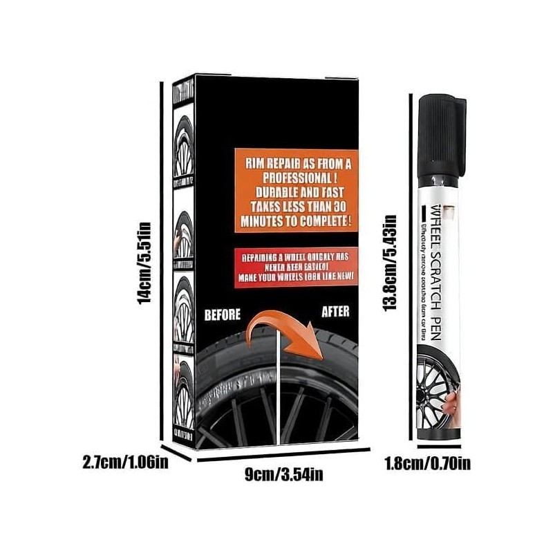 Kit Reparación de Rines con Pintura Negra Antióxido 50ml para
