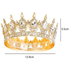 siawadeky Crown Tiara, Glittering Wedding Hair Ornament, Crown Hair Hoop Baroque Headband Princess Rhinestone Headdress European Style Bridal Hair Accessory for Weddings, Receptions, Coming of Age
