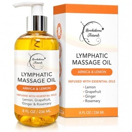 Lymphatic Massage Oil for Massage Therapy | 100% Natural Lymphatic Drainage Oil | Premium Quality with Arnica, Lemon & Ginger Oil | for Post Surgery Recovery & Detox | 8oz by