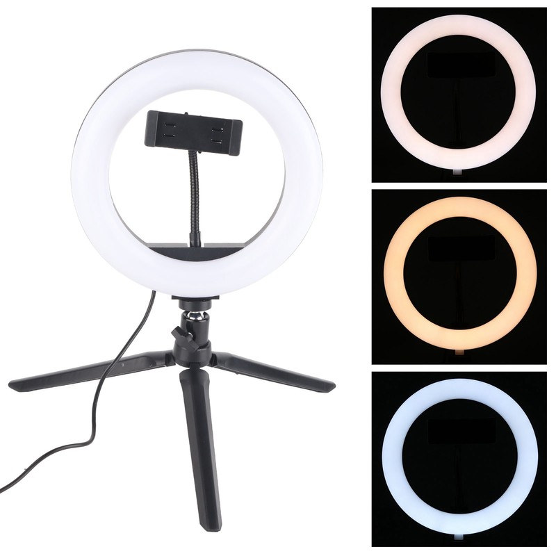 UN‑206 3‑Color 20cm Ring Light LED Tripod Stand Arc Fill