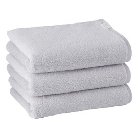 (Super Long Cotton, Non-Twisted Yarn) Big Face Towel, Towel Comfort, Water Absorbent, Light Gray, 3-Piece Set, Water Absorbency, Plush, Fluffy, Soft Touch, Absorbent, Quick Drying, Less Puffing,