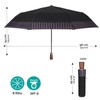 PERLETTI Black Men's Automatic Umbrella with Pattern - Windproof Pocket