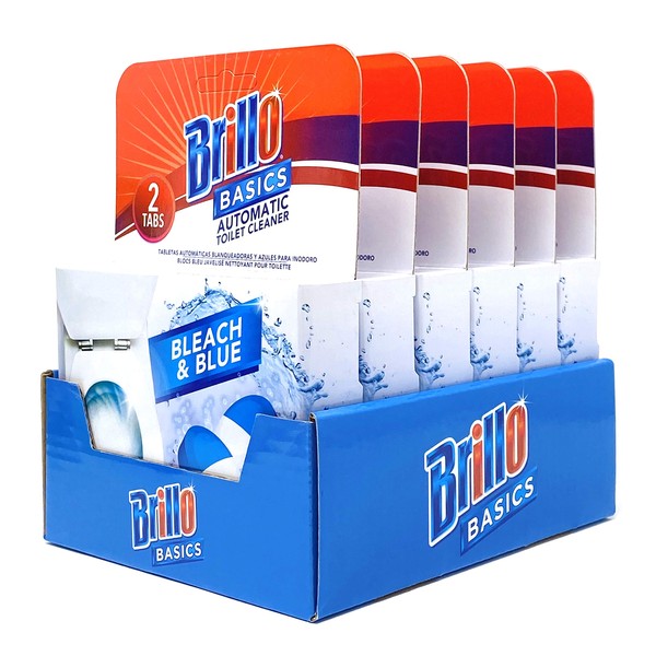 Brillo Basics Bleach & Blue Automatic Toilet Cleaner Tablets (6 Pack of 2, 12 Tablets Total)