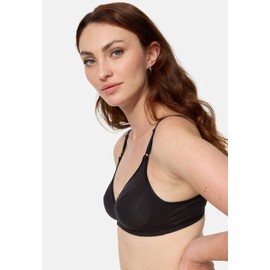 Nur Die Pack of 2 Cotton Bra, Non-Wired Double Layer Soft Cup Bra, Soft Comfortable Invisible Seamless Under Clothing Women, black