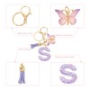 sourcing map Initial Letter Keychains, Resin Cute Butterfly Tassel Pendant
